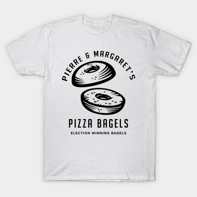 Pierre & Margarets Pizza Bagels T-Shirt by Canada Is Boring Podcast